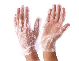 DISPOSABLE POLYETHYLENE CLEAR PLASTIC GLOVES Pack of 100 Pcs (50 Pairs)