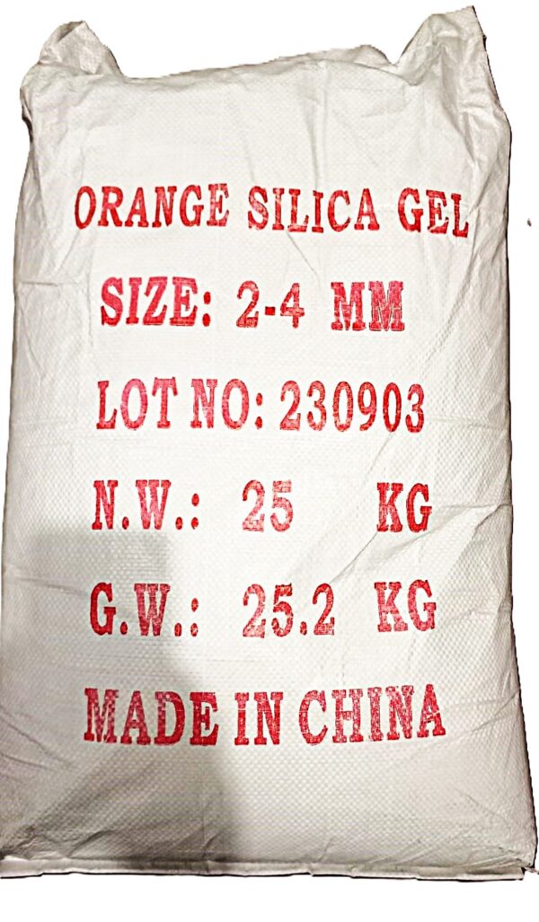 25 Kg Bag Silica Gel Desiccant Orange Beads Indicating Reusable. Environment Friendly, Non-Toxin for Moisture Control